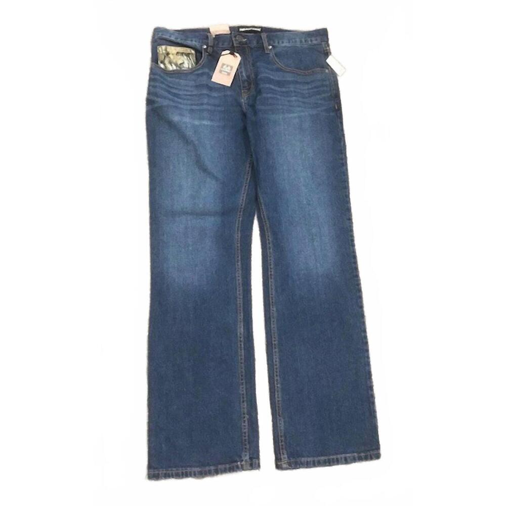 NEW REALTREE men's regular fit straight leg denim jeans in medium blue wash